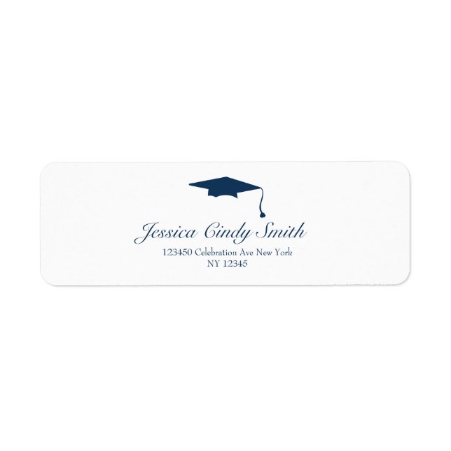 Navy Graduation Hat Return Address Label (Front)