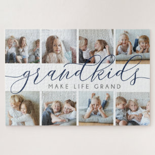 Navy   Grandkids Make Life Grand Photo Collage Jigsaw Puzzle