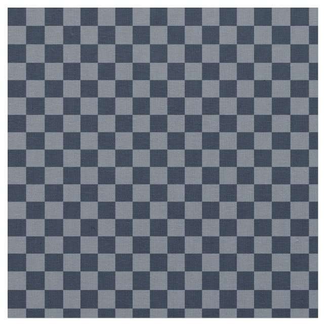 Navy Gray Blue Checks Fabric (Close Up)