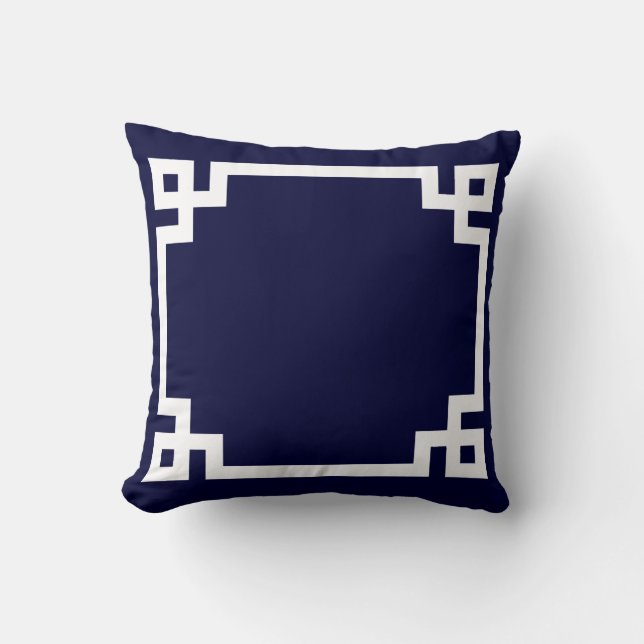 Navy Greek Key Pillow (Front)