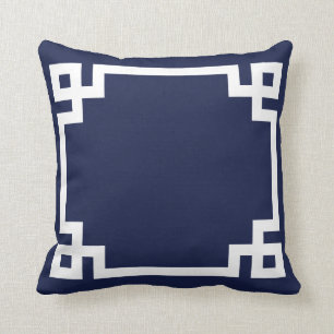 Navy Greek Key Pillow