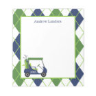 Navy & Green Argyle Golf Personalised Notepad