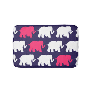 Navy green elephants custom bathmat