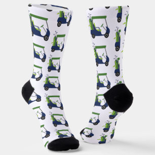 Navy & Green Golf Cart Pattern Socks
