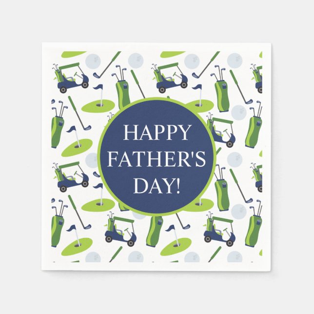 Navy & Green Golf Personalised Napkin (Front)