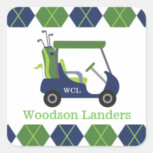 Navy & Green Golf Personalised Stickers