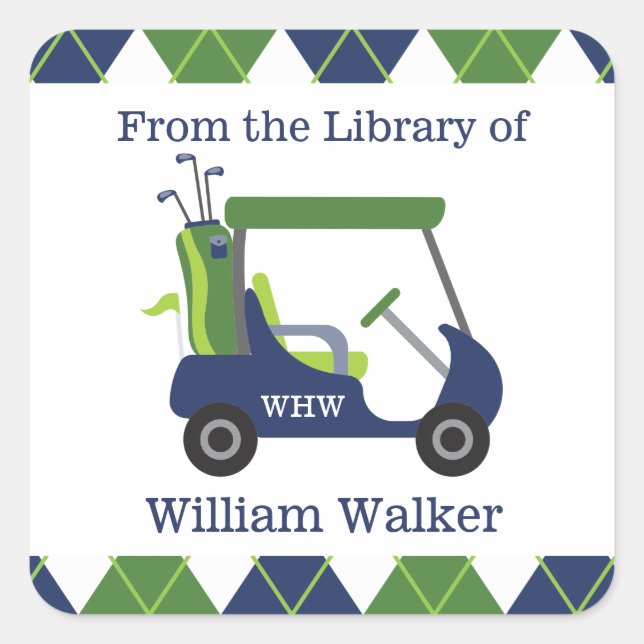 Navy & Green Golf Personalised Stickers (Front)