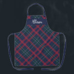 Navy Green Red Tartan Plaid Personalised Holiday Apron<br><div class="desc">Seasonal holiday apron features a classic navy blue,  hunter green,  red,  and white Scottish tartan plaid pattern with white script monogram text that can be personalised with a first name. Whether you're cooking Christmas dinner,  baking holiday cookies,  or doing dishes,  you'll look stylish this holiday season!</div>