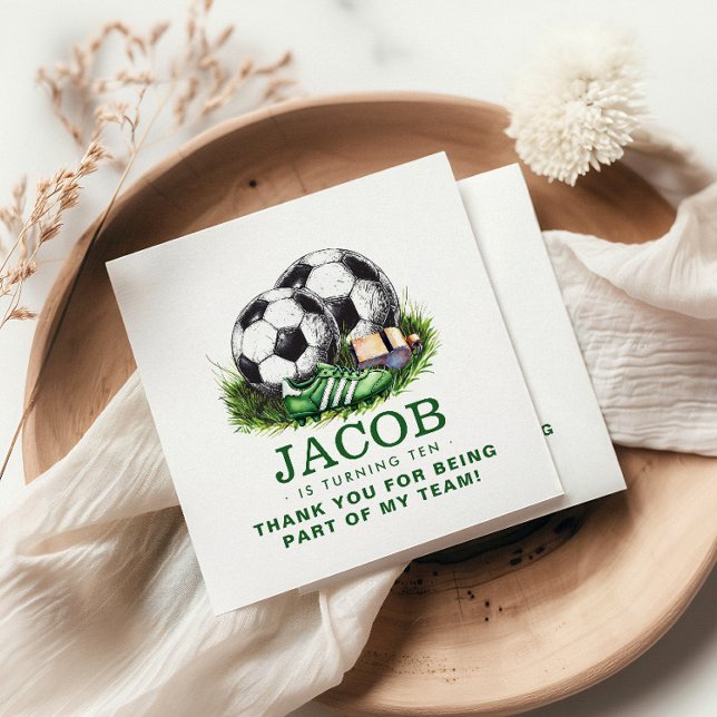 Navy green Soccer Kids Watercolor Napkin (Creator Uploaded)