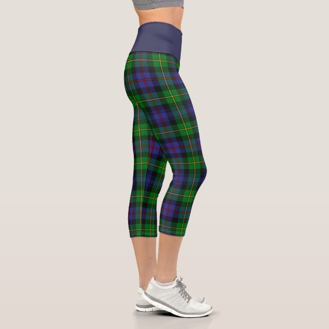 Navy Green Tartan Plaid High Waisted Capris (Right)