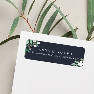 Navy   Greenhouse Botanical Return Address Label