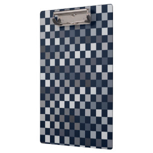 Navy Grey Blue Checks Clipboard