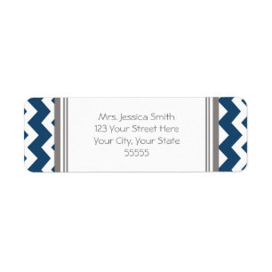Navy Grey Chevrons Custom Return Address Labels