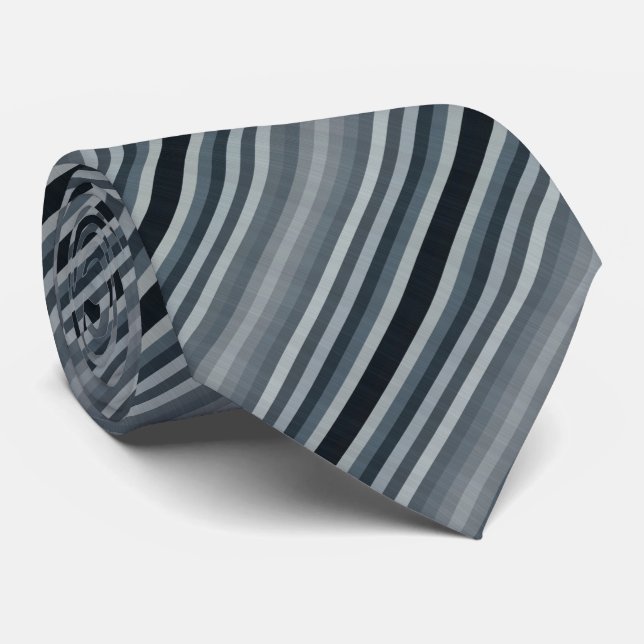 Navy Grey Grey Stripes Tie (Rolled)