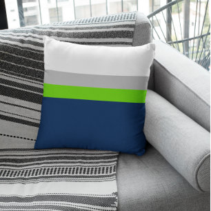 Navy, Grey, Lime Green Colorblock Throw Pillow