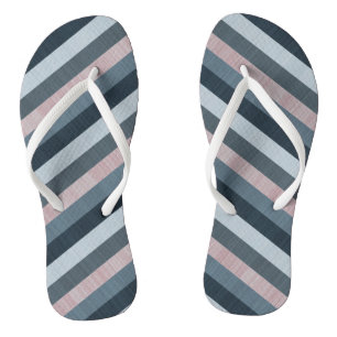 Navy Grey Pink Striped   Thongs