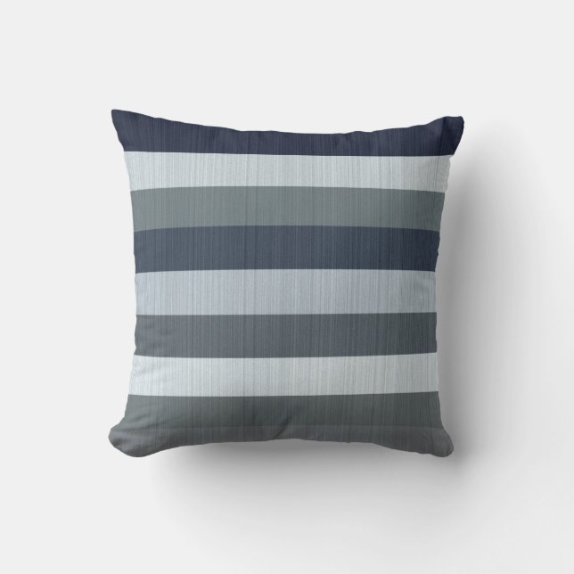 Navy Grey Stripes Cushion (Front)