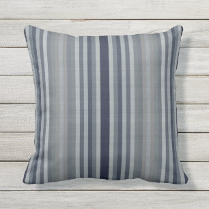 Navy Grey Stripes Cushion