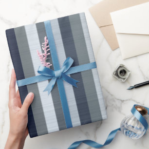 Navy Grey Stripes Wrapping Paper