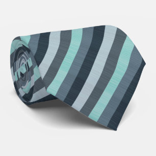 Navy Grey Teal Striped Neck Tie