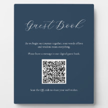 Navy Guest Book Sign with QR Code Plaque