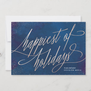 Navy Happiest of Holidays Script Non-Photo Card
