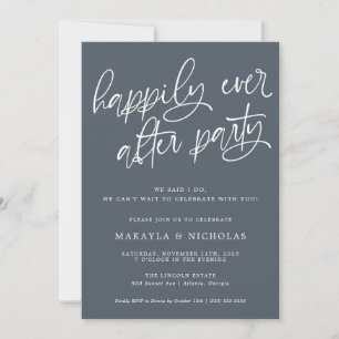 Navy Happily Ever After Party Wedding Reception Invitation