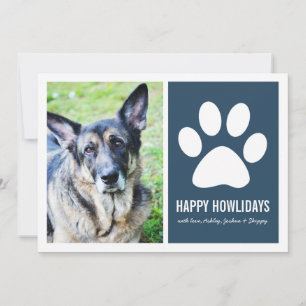 Navy Happy Howlidays Pet Photo Holiday Flat Cards