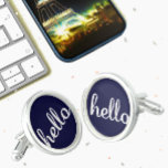 Navy hello Pattern Cufflinks<br><div class="desc">Navy hello Pattern</div>