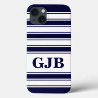 Navy Horizontal Stripe with Monogram