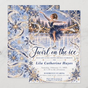 Navy Ice Skating Birthday Invitation