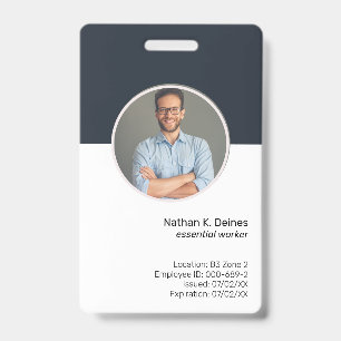 Navy ID Employee Photo ID Company Security Badge
