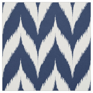 Navy Ikat Chevron Pattern Fabric
