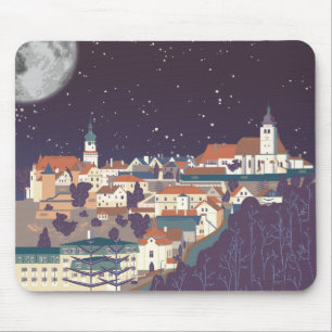 Navy Illustration View Mouse Pad