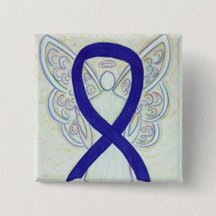 Navy, Indigo, Dark Blue Awareness Ribbon Angel Pin