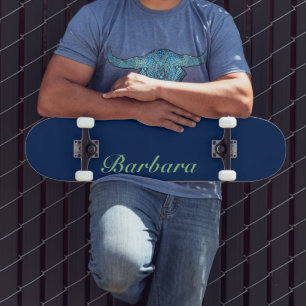 Navy Indigo Elegant Name Classic Trendy Skateboard