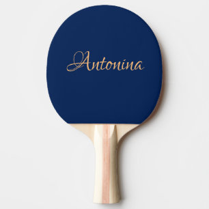 Navy Indigo Modern Name Trendy Minimalist Ping Pong Paddle