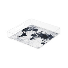 Navy ink marble map