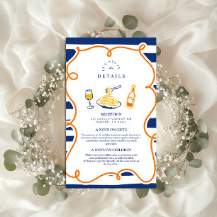 Navy Italian Food Wedding Doodles Enclosure Card