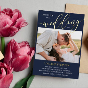 Navy Join Us Script Photos Double Sided Wedding