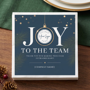Navy JOY To The Team Corporate Holiday Napkin