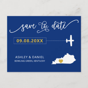 Navy Kentucky Wedding Save the Date Map Postcard