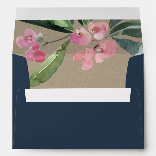 NAVY KRAFT PINK CHRIST THORN CACTI BLOOM ADDRESS ENVELOPE (Back (Bottom))