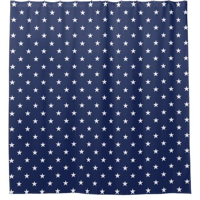Navy Large Stars Shower Curtain (Front)