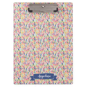 Navy Leaves Pattern Modern Personalised Clip board