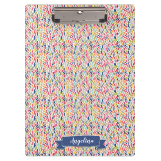 Navy Leaves Pattern Modern Personalised Clip board