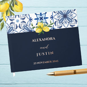 Navy Lemon Italian Mediterranean Wedding Guest Book