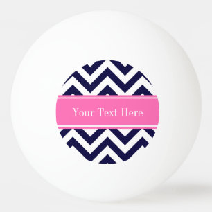 Navy Lg Chevron HotPink2 Quatrefoil Name Monogram Ping Pong Ball