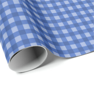 Navy   Light Blue Gingham Wrapping Paper