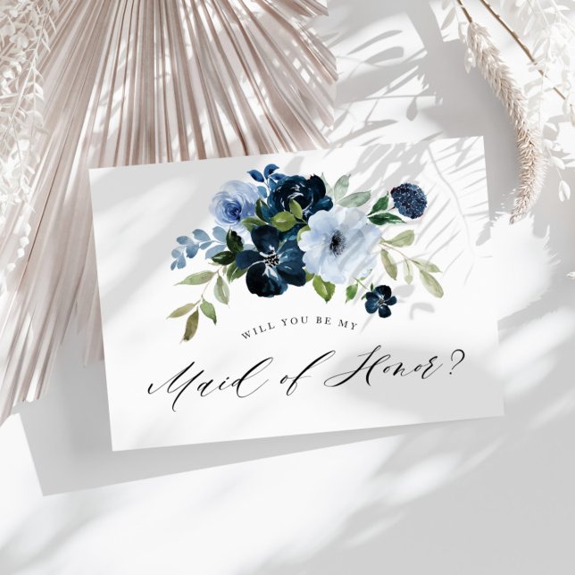 navy light blue Maid of Honour proposal card (Creator Uploaded)